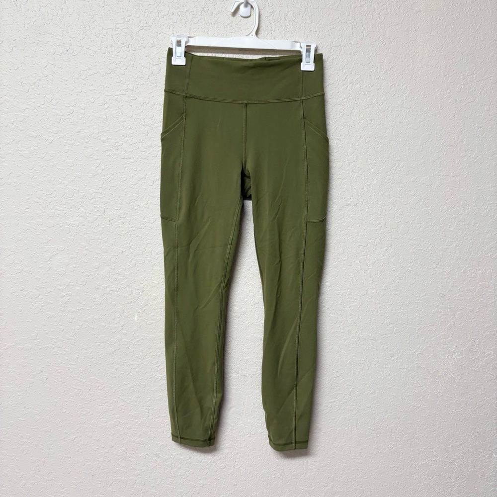 Lululemon Invigorate High-Rise Tight 25" Green Leggings Womens Size 6 Pockets